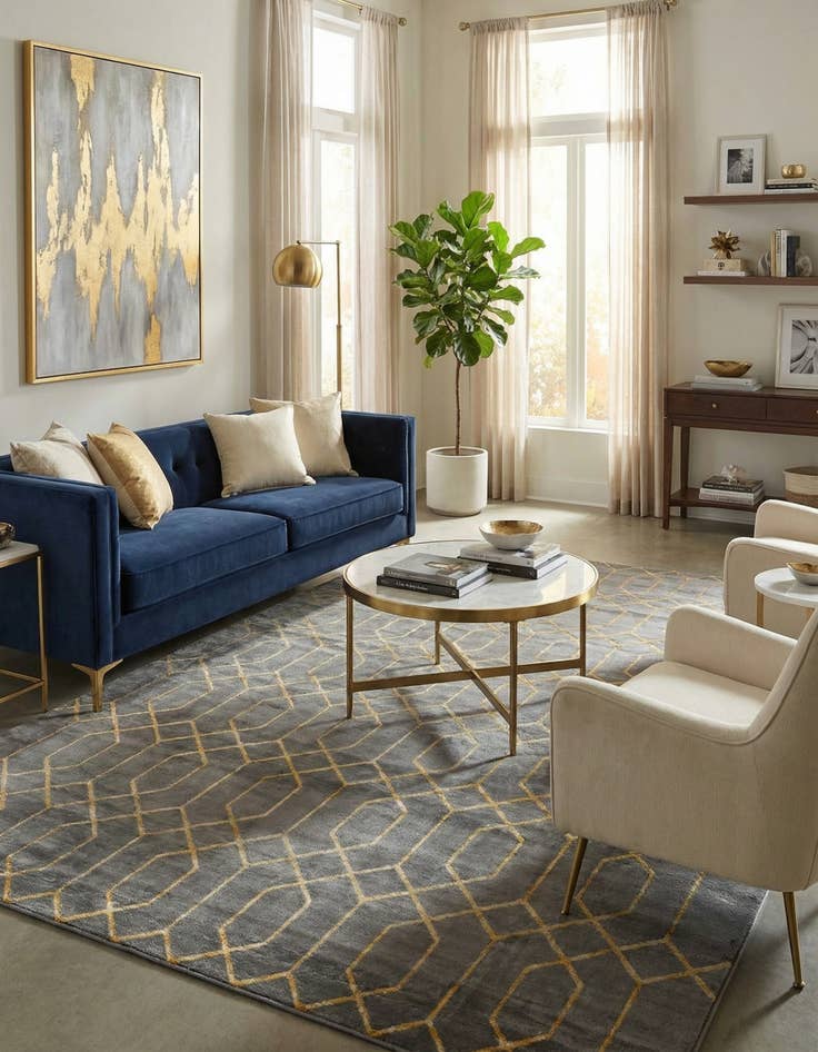 Detail image of 10' x 14'  Marilyn Monroe™ Glam Trellis Rug