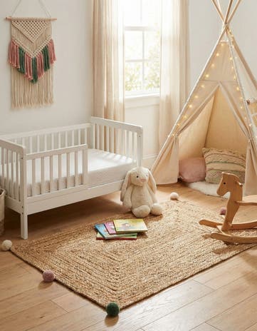 2' x 3' 1 Hand Braided Kids Braided Jute Rug