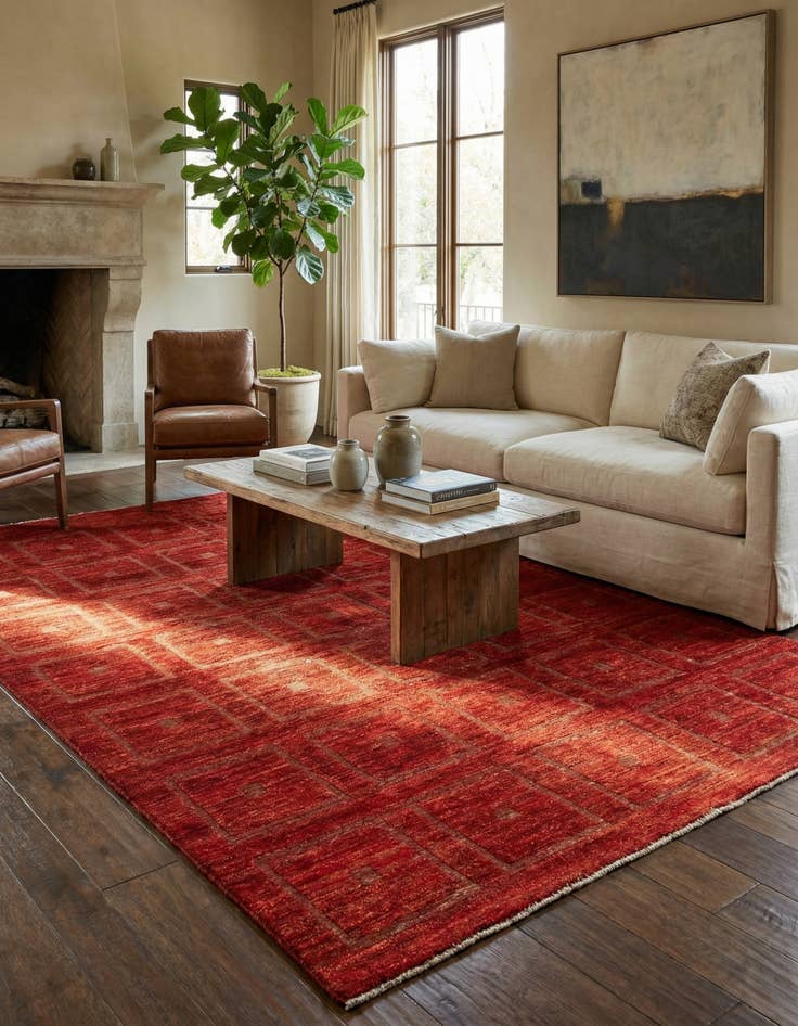 Detail image of  6' 7 x 9' 5  Hand Knotted Moroccan Wool Rug