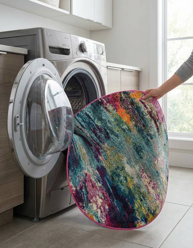 Detail image of 4' x 4'  Washable Spectrum Round Rug