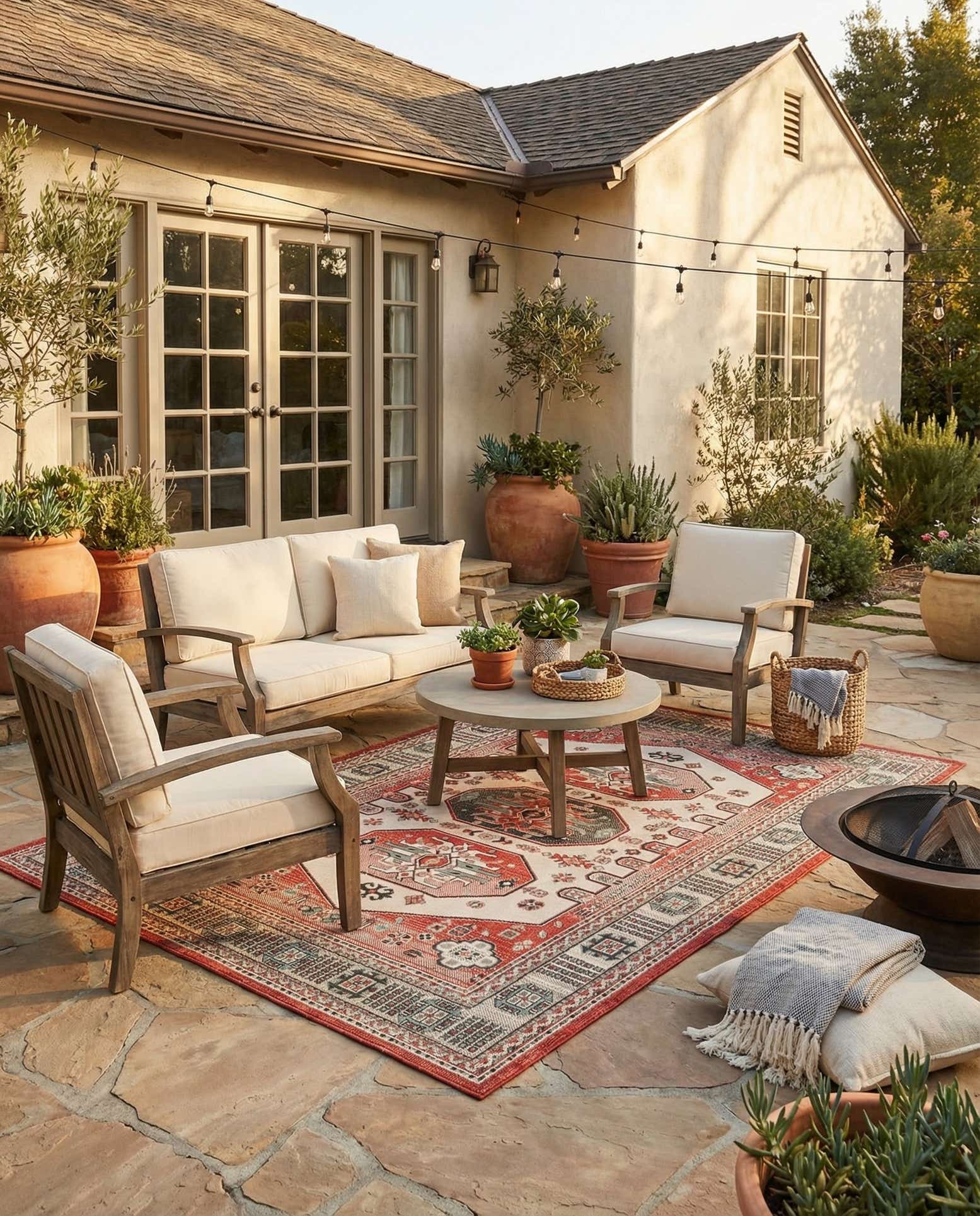 5' x 8' Easy-Clean Traditional Indoor / Outdoor Rug