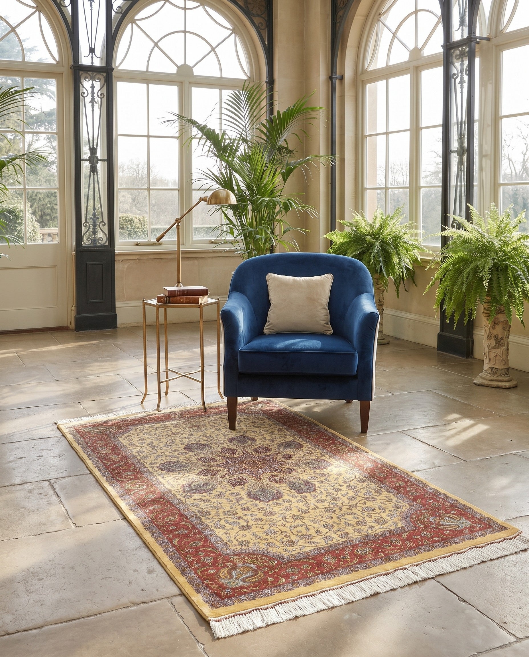 3' 4 x 4' 11 Ghom Silk Rug