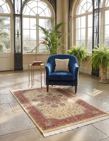 3' 4 x 4' 11 Ghom Silk Rug
