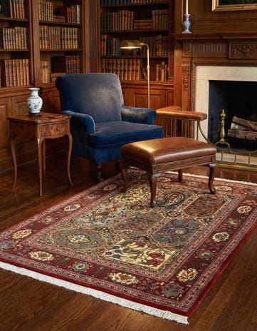 3' 7 x 5' 1 Hand Knotted Qom Persian Rug