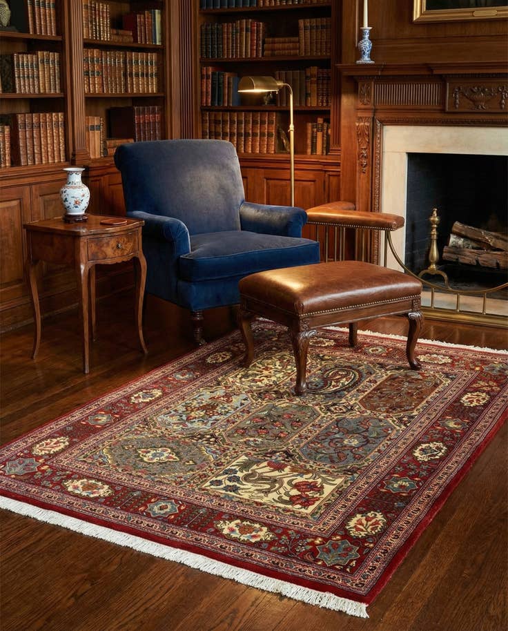 Detail image of 3' 7 x 5' 1 Hand Knotted Qom Persian Rug