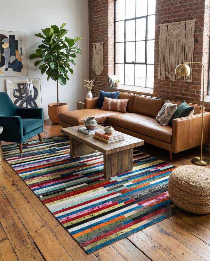 5' 1 x 8' Cowhide - Patchwork Rug