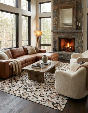 5' 2 x 8' Cowhide Leather Rug