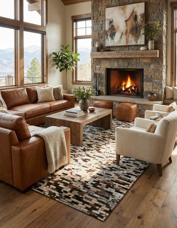 5' x 7' 10 Cowhide Leather Rug