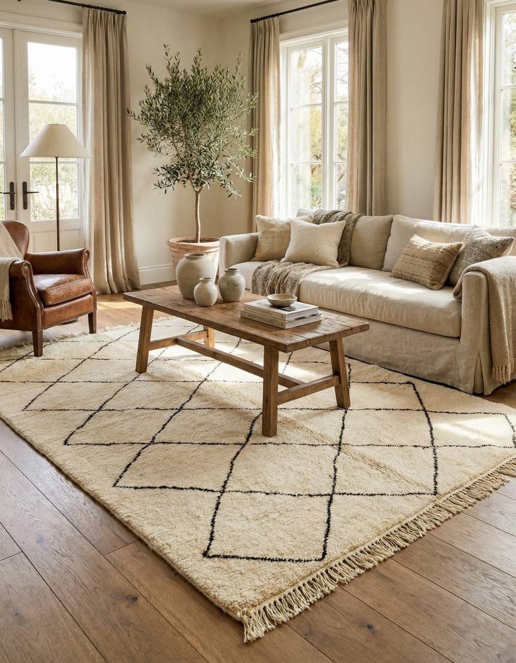 Detail image of 7' 2 x 9' 7  Hand Knotted Moroccan Wool Rug