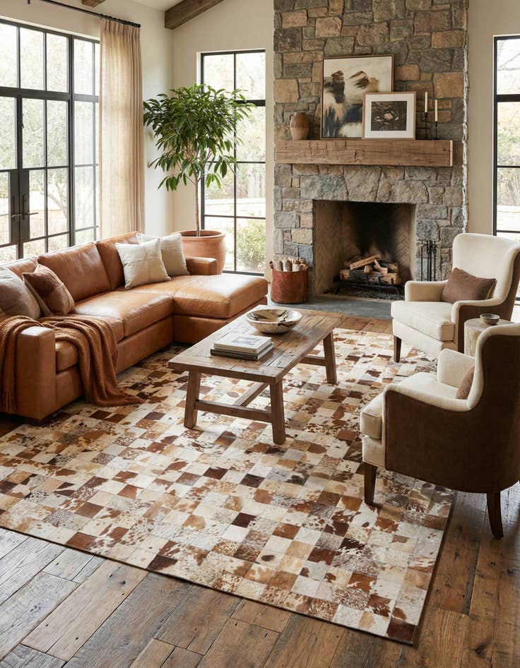 Detail image of  8' x 10' Cowhide Leather Rug