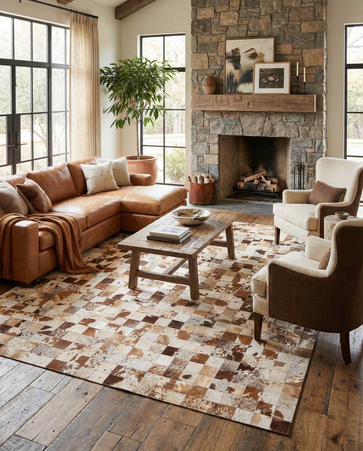 Detail image of 8' x 10' Cowhide Leather Rug