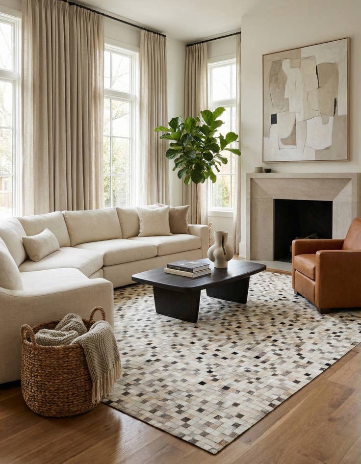 Detail image of 7' 11 x 9' 11 Cowhide Stocks Rug