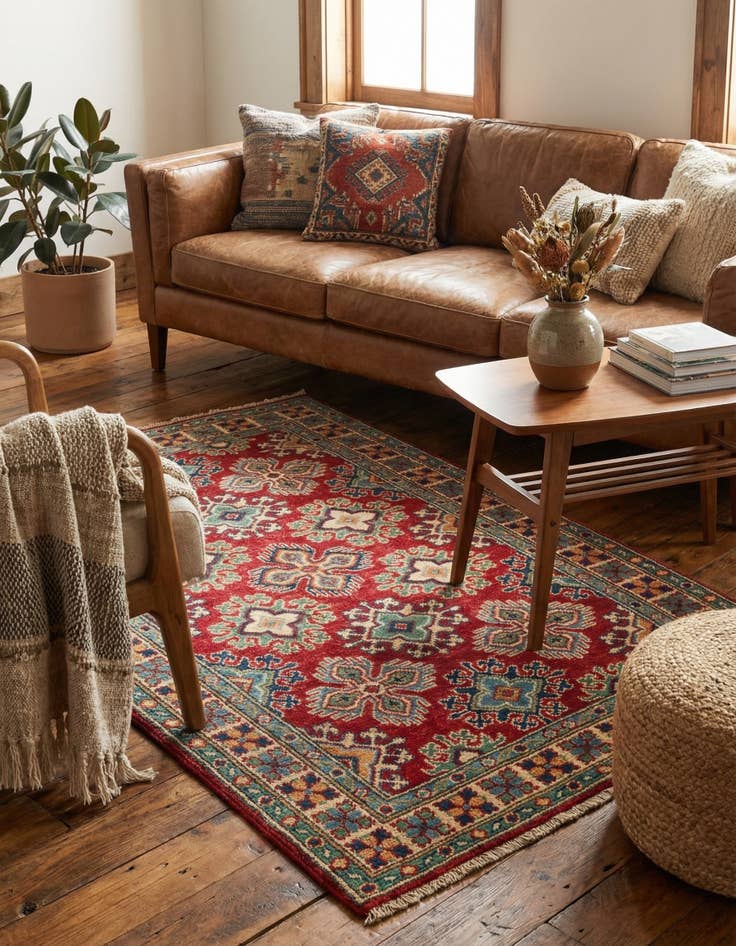 Detail image of 3' 2 x 5'  Hand Knotted Kazak Rug