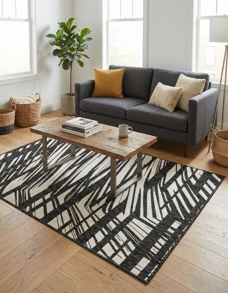 Detail image of 4' x 6'  Washable Modern Indoor / Outdoor Rug