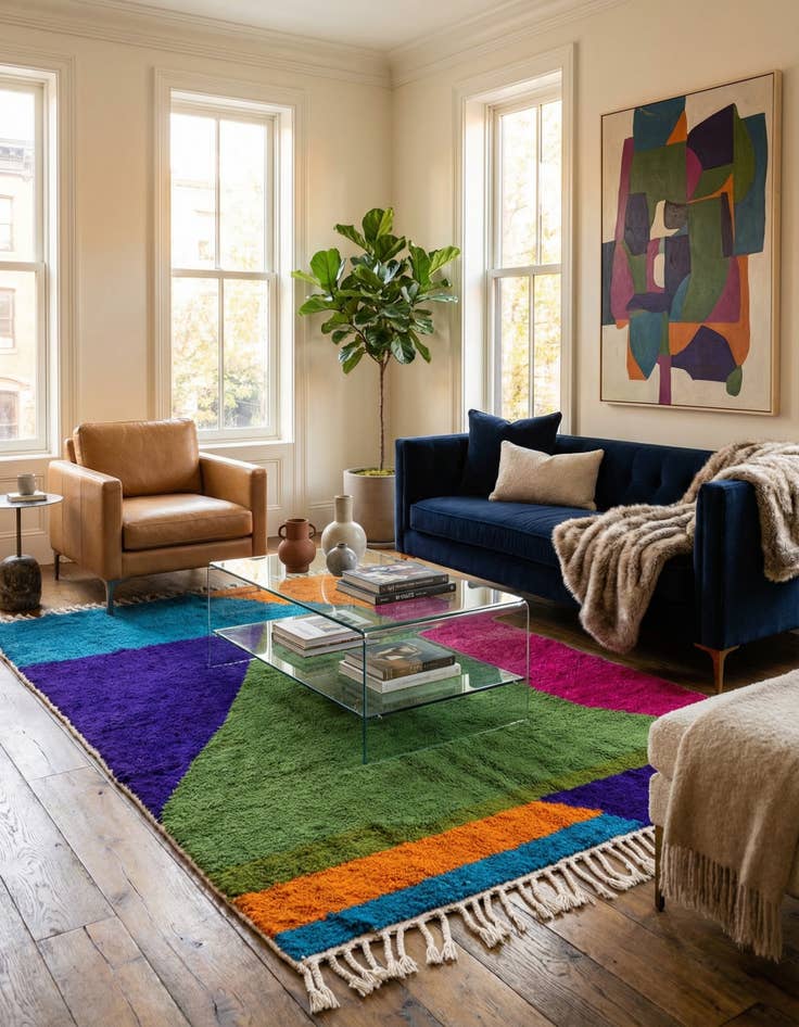 Detail image of 5' 2 x 7' 3 Hand Knotted Moroccan Wool Rug