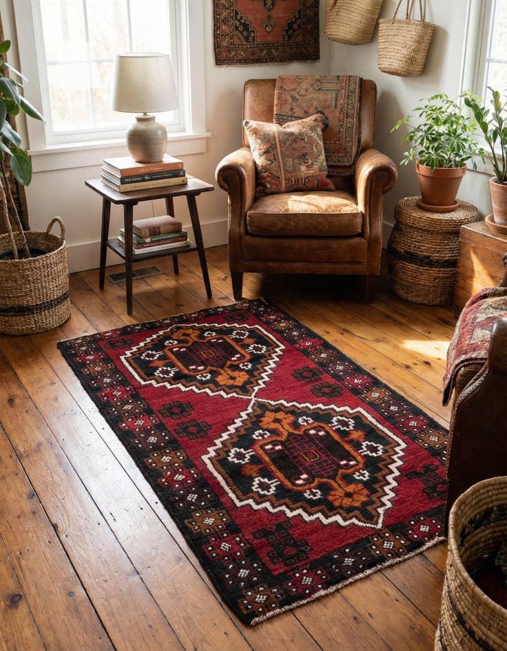 Detail image of  2' 10 x 4' 7  Hand Knotted Balouch Persian Wool Rug