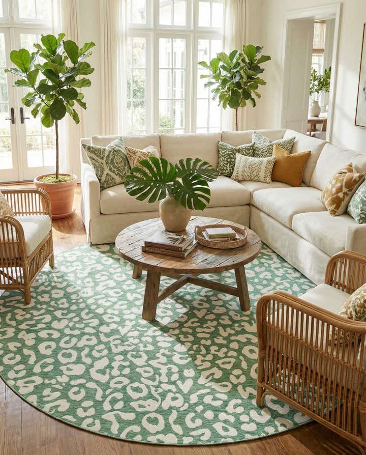 12' x 12' Easy-Clean Safari Indoor / Outdoor Round Rug