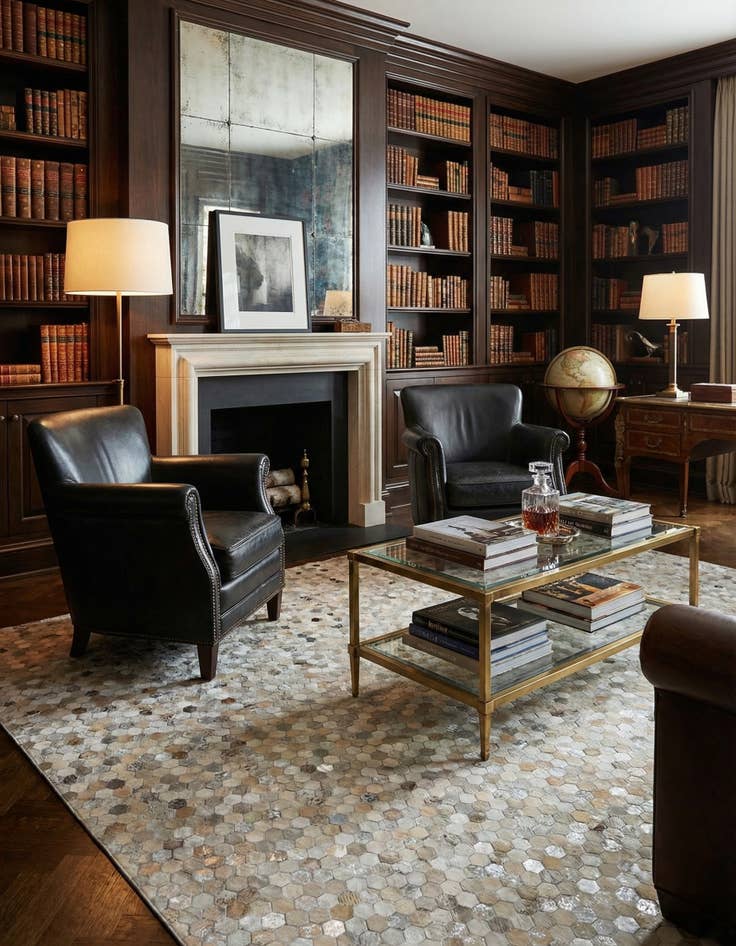 Detail image of  8' 1 x 10' Cowhide Leather Rug