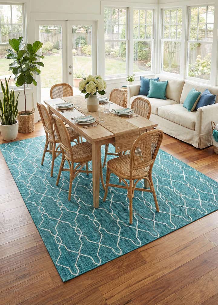 7' 10 x 11' Easy-Clean Trellis Indoor / Outdoor Rug