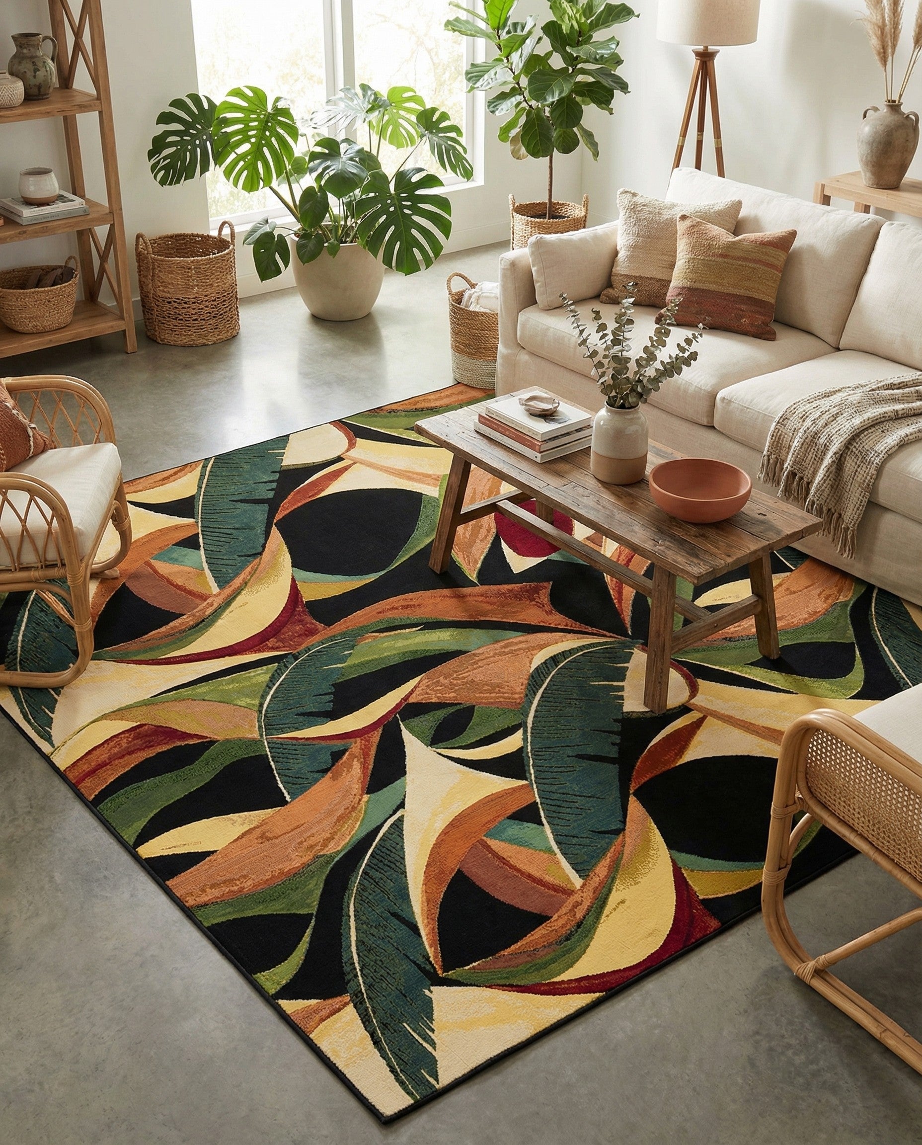7' 10 x 11' Easy-Clean Botanical Indoor / Outdoor Rug