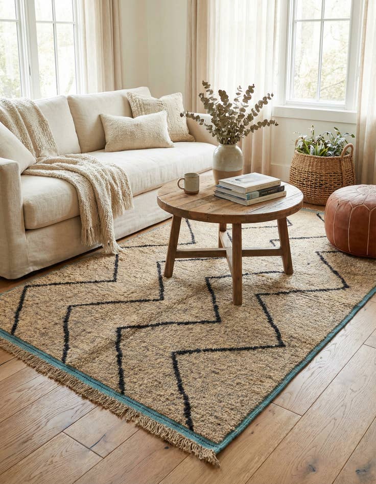 Detail image of 5' 1 x 8' 4  Hand Knotted Moroccan Wool Rug