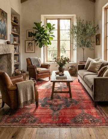 4' 7 x 8' 7 Hand Knotted Ultra Vintage Persian Wool Rug