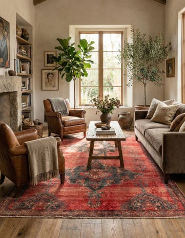 4' 7 x 8' 7 Hand Knotted Ultra Vintage Persian Wool Rug