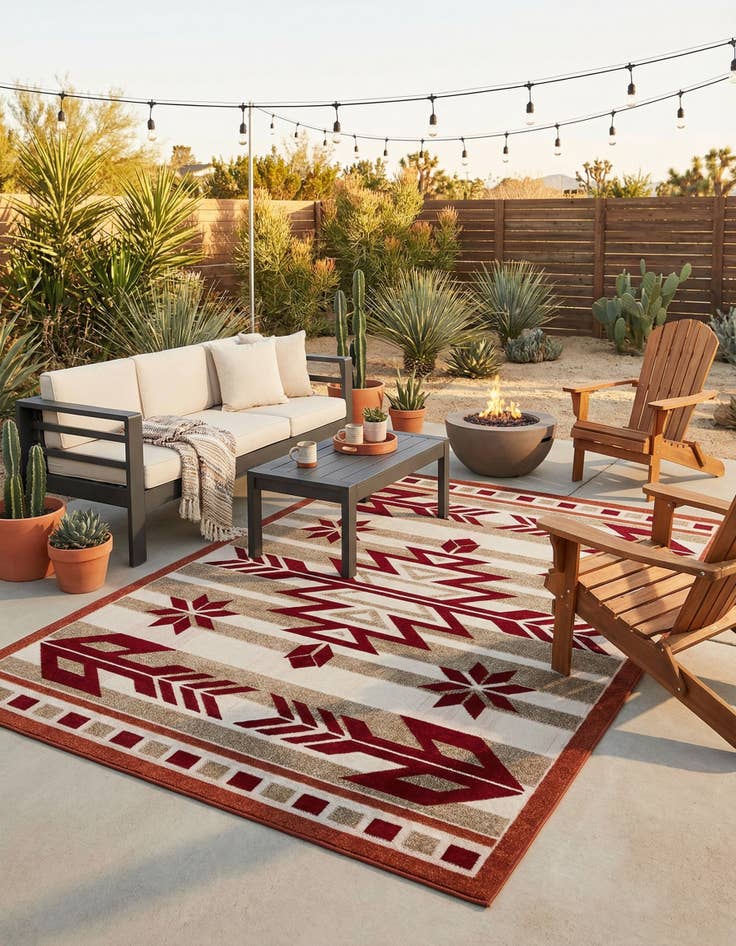 Detail image of  6' x 9'  Washable Modern Indoor / Outdoor Rug