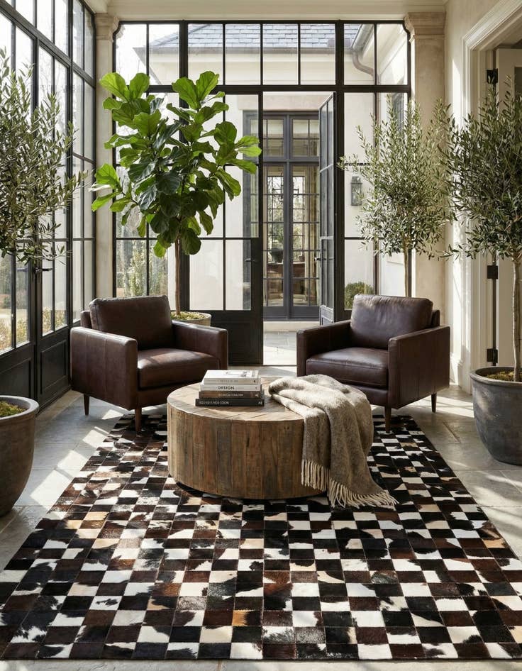 Detail image of 5' x 7' 11 Cowhide Stocks Rug