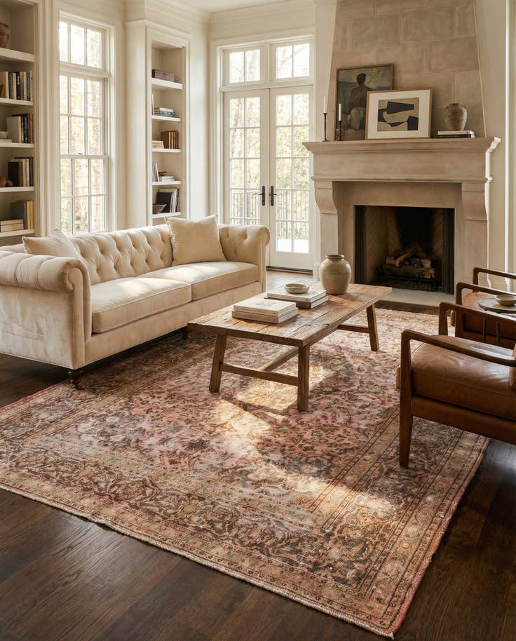 Detail image of 6' 7 x 9' 7 Hand Knotted Ultra Vintage Persian Wool Rug