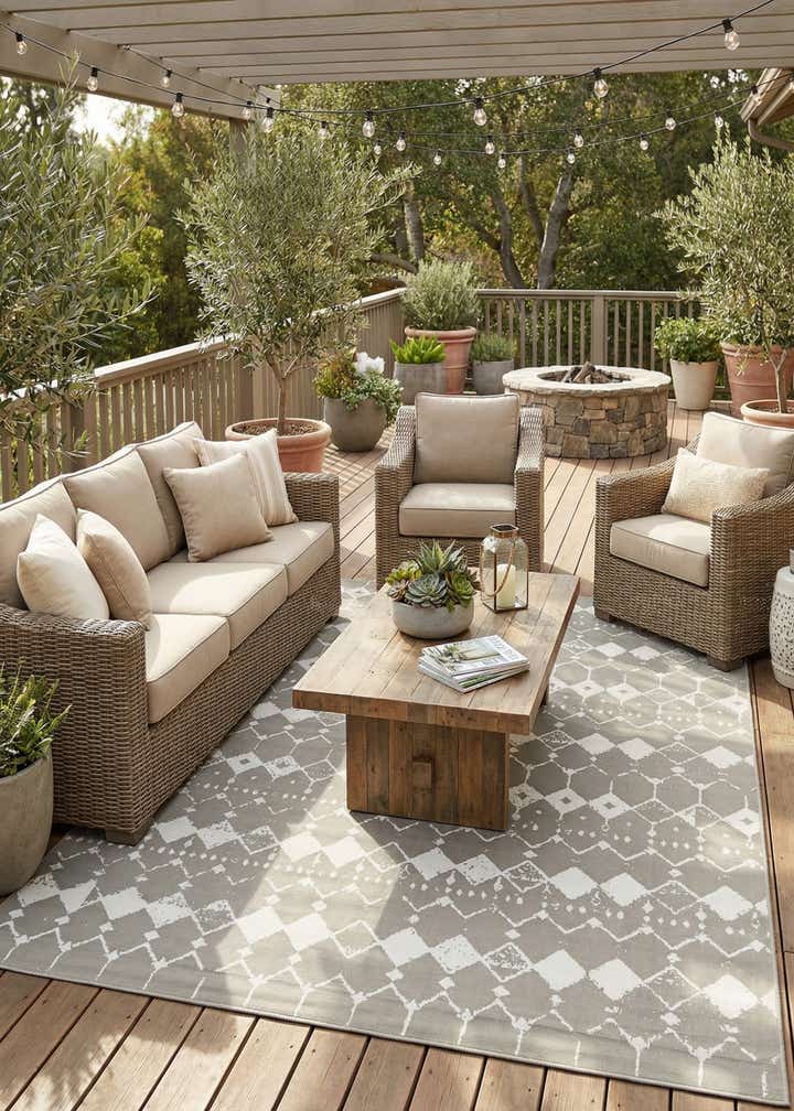9' x 12' Easy-Clean Trellis Indoor / Outdoor Rug