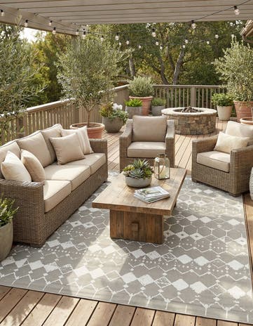 9' x 12' Easy-Clean Trellis Indoor / Outdoor Rug