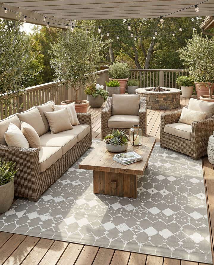 9' x 12' Easy-Clean Trellis Indoor / Outdoor Rug