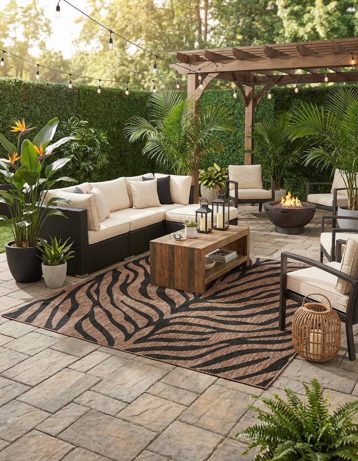 Detail image of  10' x 10'  Washable Safari Indoor / Outdoor Square Rug