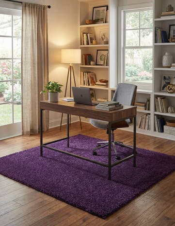 Violet Solid Frieze Square Rug