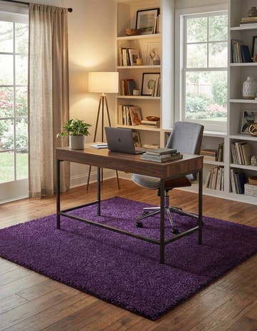 Violet Solid Frieze Square Rug