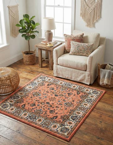 Salmon Medina Square Rug