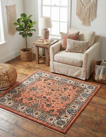 Salmon Medina Square Rug