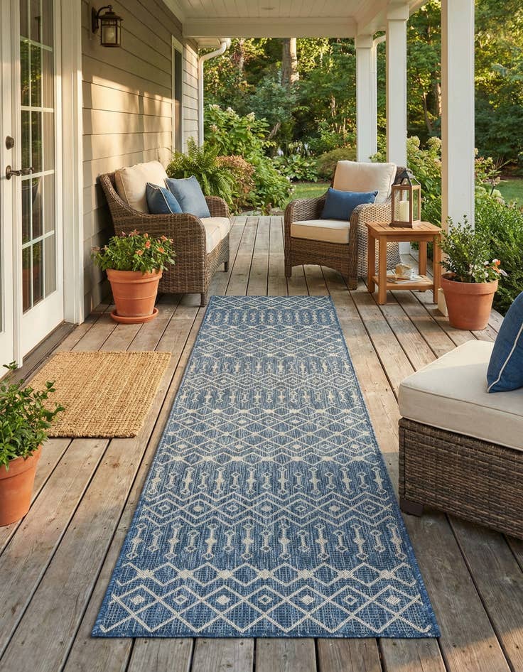 Detail image of 2' 7 x 12'  Washable Trellis Indoor / Outdoor Runner Rug