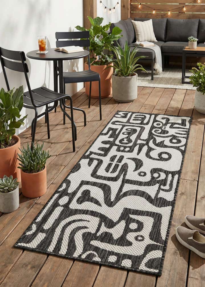 2' x 5' 3 Easy-Clean Modern Indoor / Outdoor Runner Rug