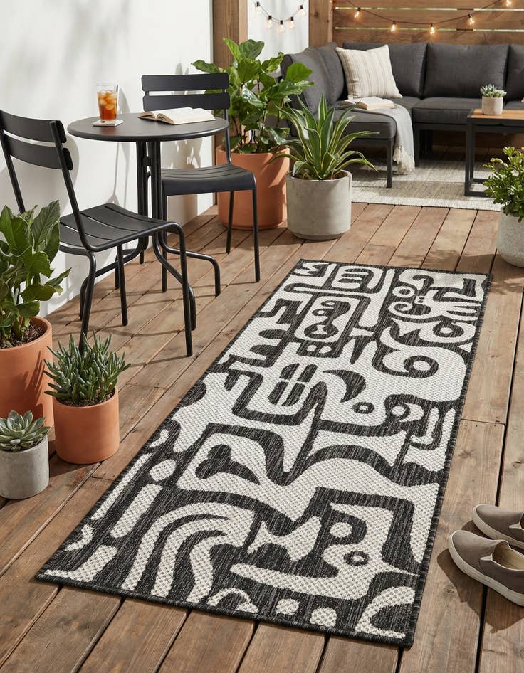 Detail image of  2' x 5' 3  Washable Modern Indoor / Outdoor Runner Rug