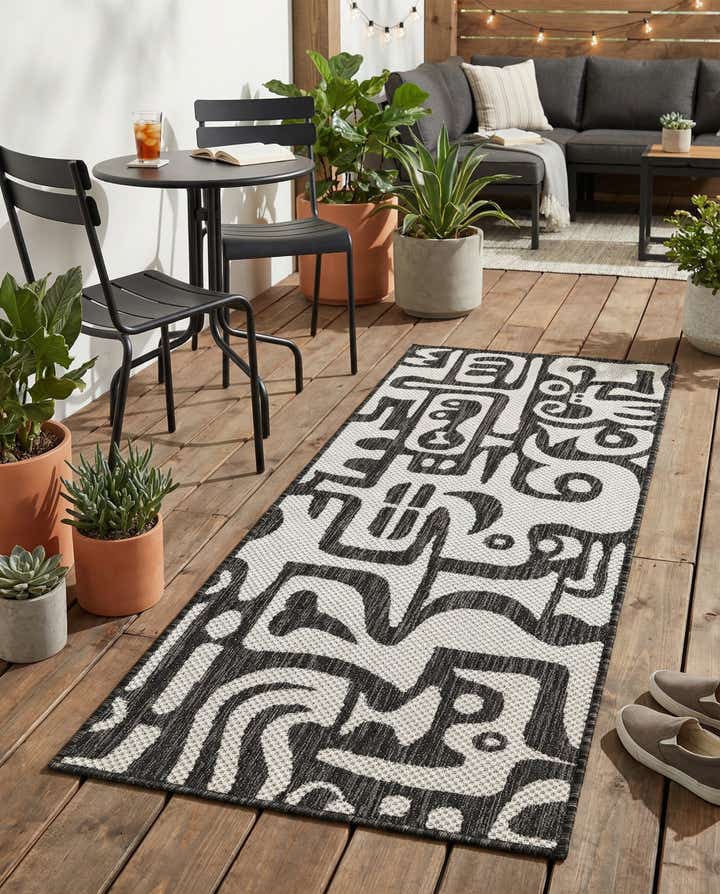 2' x 5' 3 Easy-Clean Modern Indoor / Outdoor Runner Rug