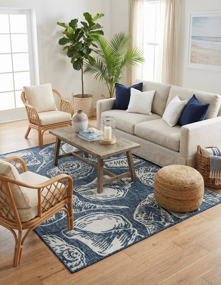 Detail image of 4' x 6'  Washable Coastal Indoor / Outdoor Rug
