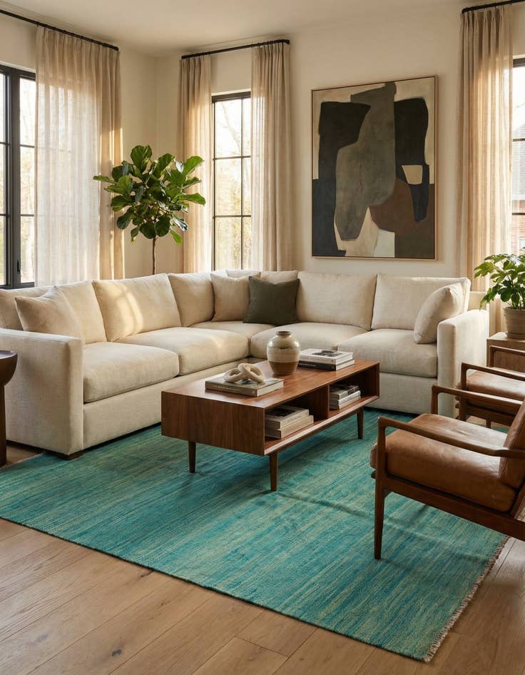 Detail image of 5' 10 x 9' 2  Hand Woven Kilim Modern Wool Rug