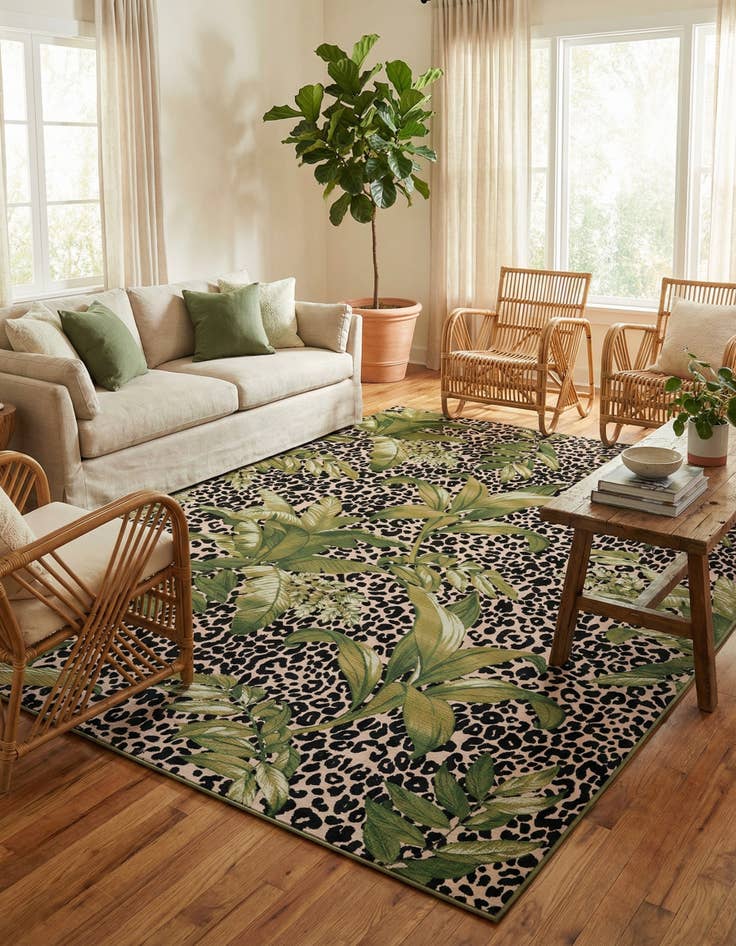 Detail image of  10' x 12'  Washable Botanical Indoor / Outdoor Rug