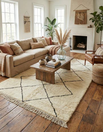 7' x 9' 5 Hand Knotted Moroccan Wool Rug