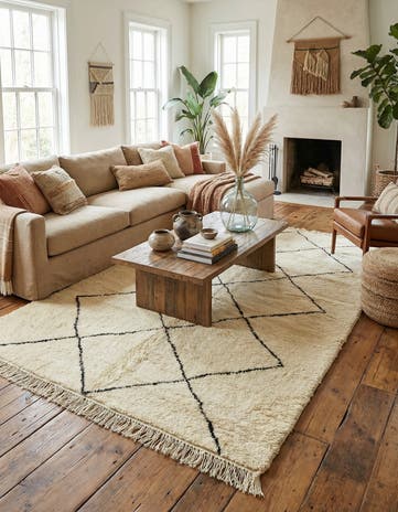 7' x 9' 5 Hand Knotted Moroccan Wool Rug