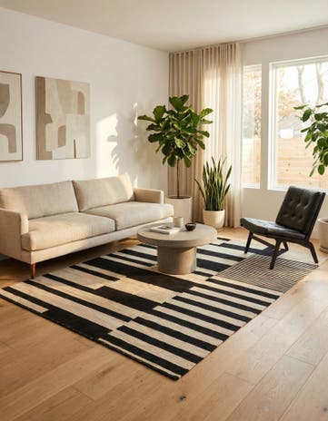 5' x 6' 8 Hand Woven Kilim Modern Wool Rug