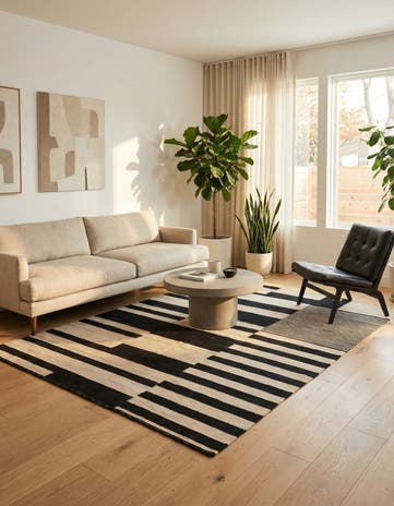 5' x 6' 8 Hand Woven Kilim Modern Wool Rug