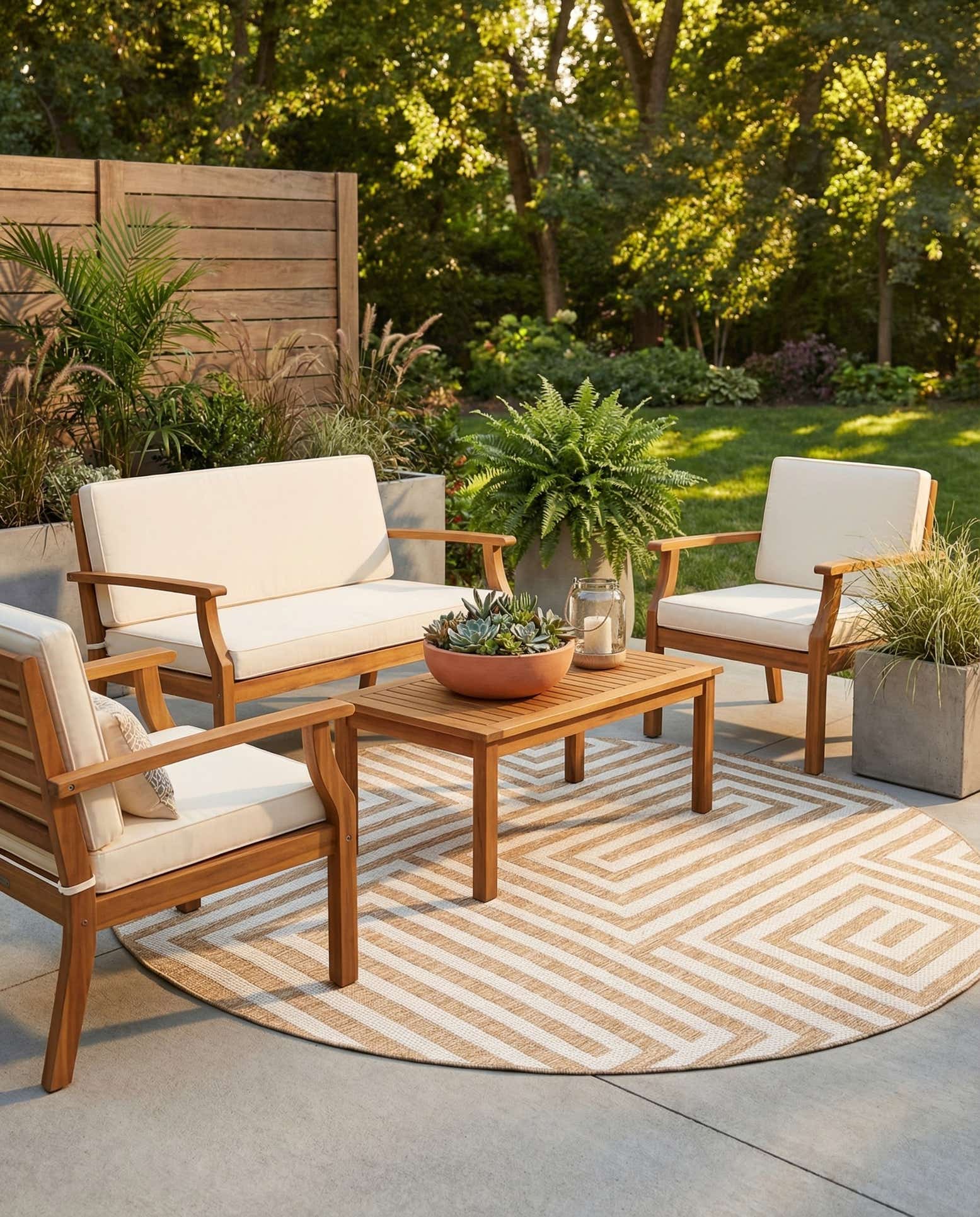 7' 10 x 7' 10 Easy-Clean Modern Indoor / Outdoor Round Rug